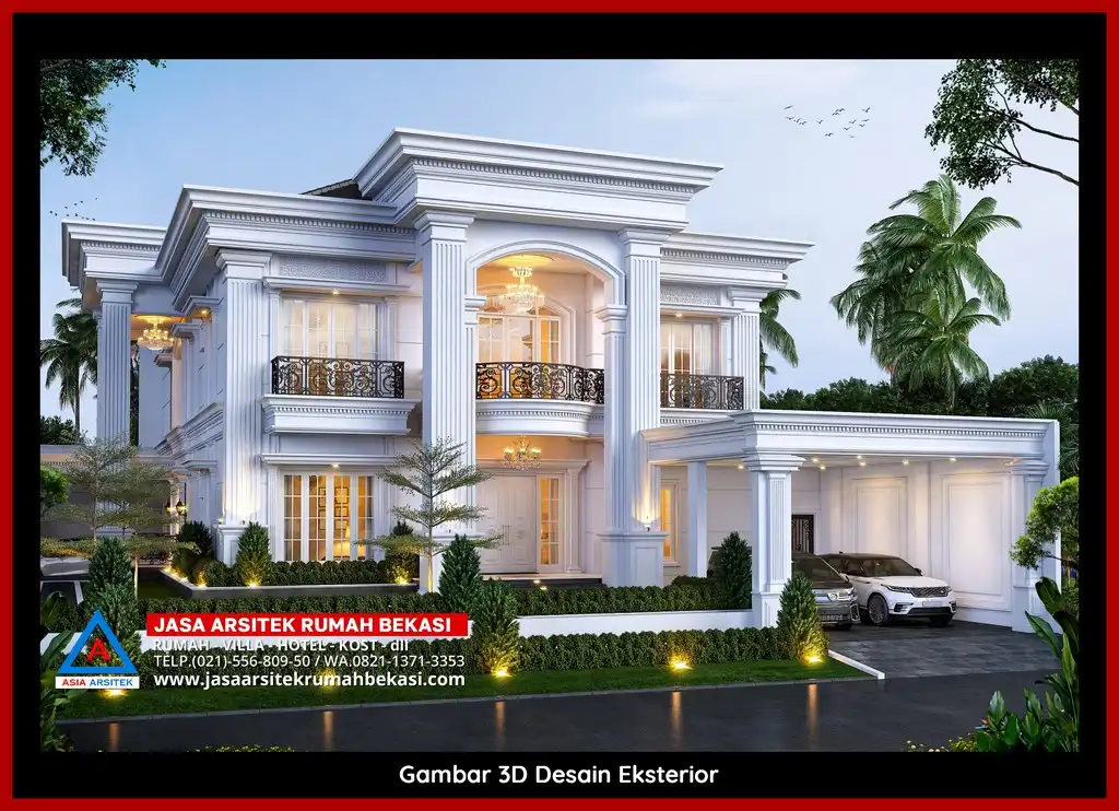 Desain Arsitek 3D rumah klasik 2 lantai Arsitek Berpengalaman 10 Tahun Di Bekasi dengan nuansa mewah dan timeless
