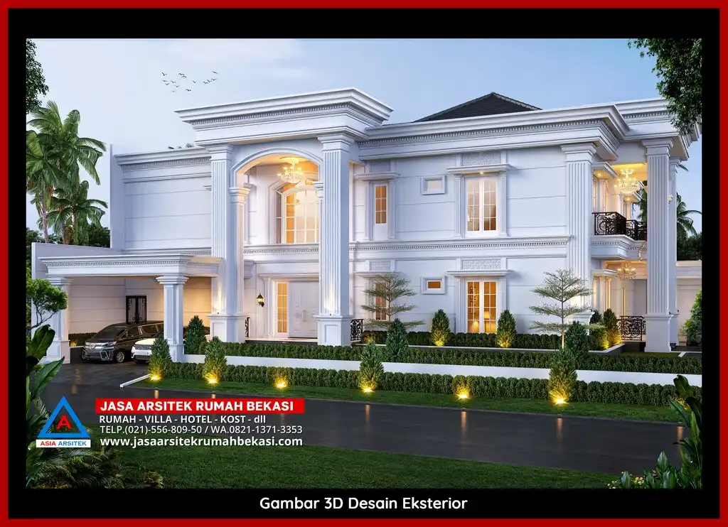 Desain Arsitek 3D rumah klasik 2 lantai Arsitek Berpengalaman 10 Tahun Di Bekasi dengan nuansa mewah dan timeless