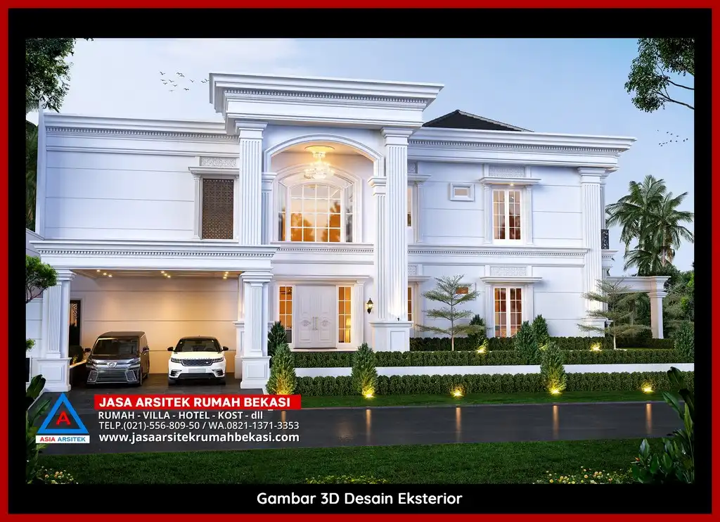 Desain Arsitek 3D rumah klasik 2 lantai Arsitek Berpengalaman 10 Tahun Di Bekasi dengan nuansa mewah dan timeless