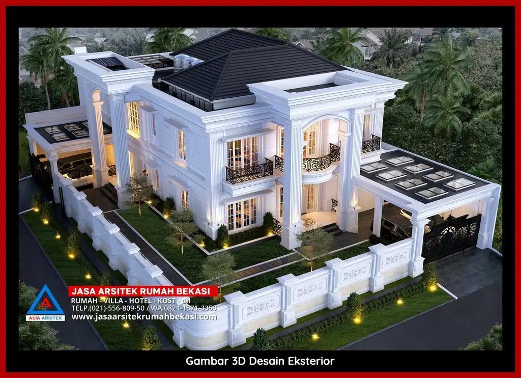Desain Arsitek 3D rumah klasik 2 lantai Arsitek Berpengalaman 10 Tahun Di Bekasi dengan nuansa mewah dan timeless