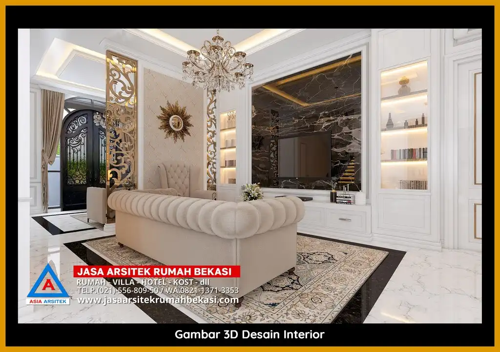 Visualisasi 3D arsitek Desain Rumah Tropis Ramah Lingkungan Bekasi dengan ornamen mewah