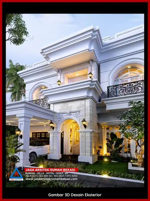 Jasa Desain Rumah Tropis 3D fasad Mewah Gratis di Bekasi Terbaik Alami dan Elegan