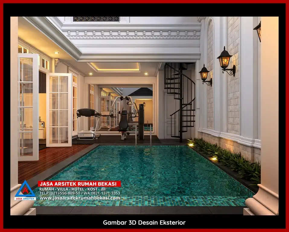Jasa Desain Rumah 3D fasad Mewah Gratis di Jakamulya Bekasi Terbaik megah dan detail elegan