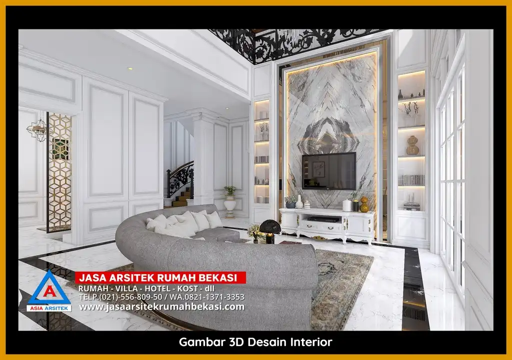 Jasa Desain Rumah 3D fasad Mewah Gratis di Jakamulya Bekasi Terbaik megah dan detail elegan