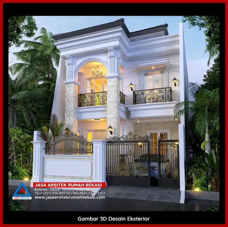 Jasa Desain Rumah 3D fasad Mewah Gratis di Jatibening Baru Bekasi Terbaik megah dan detail elegan