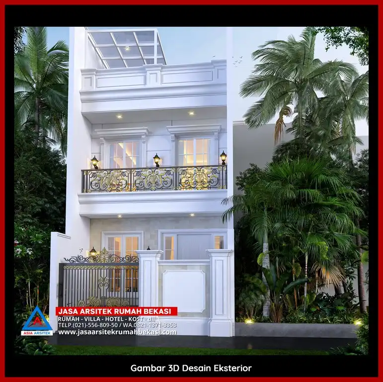 Jasa Desain Rumah 3D fasad Mewah Gratis di Jatibening Baru Bekasi Terbaik megah dan detail elegan