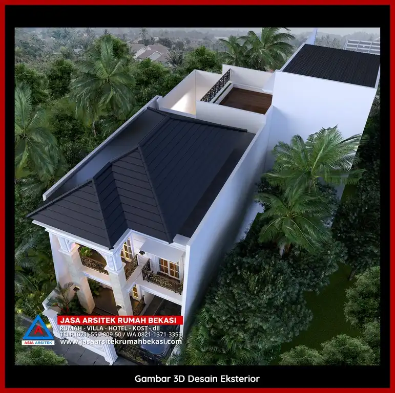 Jasa Desain Rumah 3D fasad Mewah Gratis di Jatibening Baru Bekasi Terbaik megah dan detail elegan