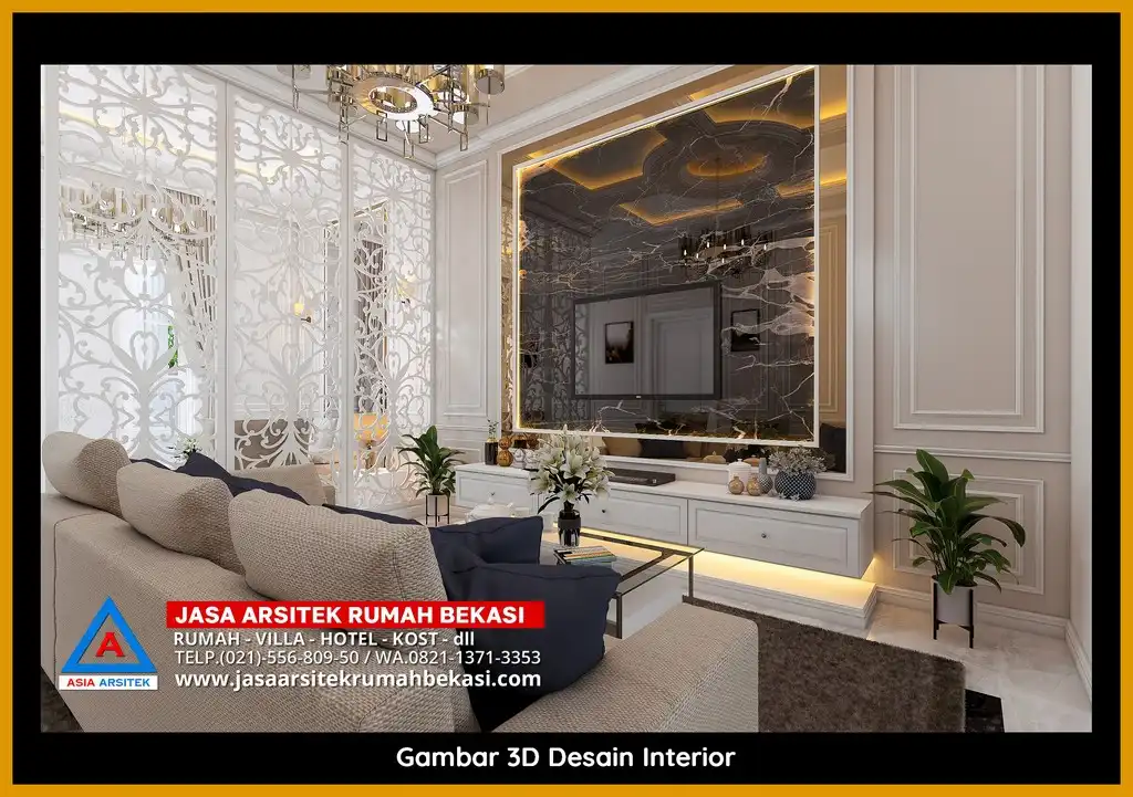 Visualisasi 3D Jasa Desain Rumah klasik bergaya Eropa di Jaticempaka Bekasi dengan ornamen mewah