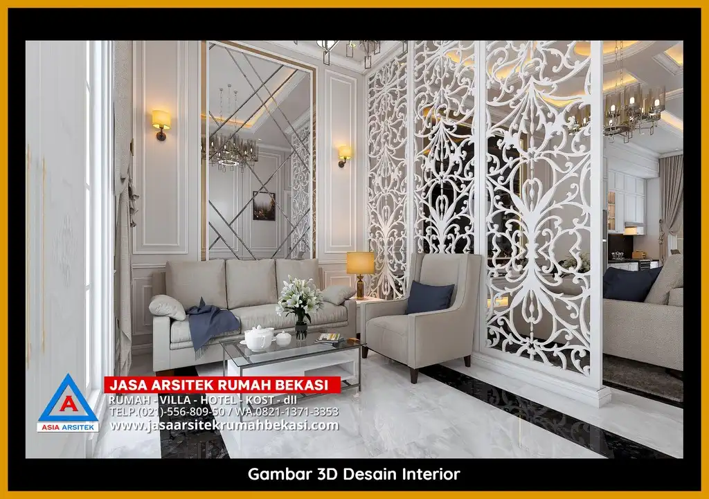 Visualisasi 3D Jasa Desain Rumah klasik bergaya Eropa di Jaticempaka Bekasi dengan ornamen mewah