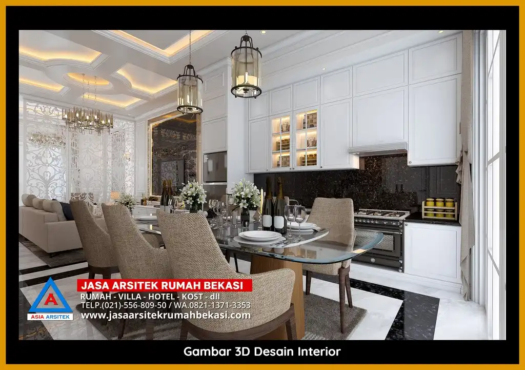 Visualisasi 3D Jasa Desain Rumah klasik bergaya Eropa di Jaticempaka Bekasi dengan ornamen mewah