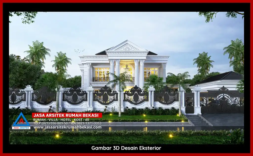 Jasa Desain Rumah 3D fasad Mewah Gratis di Jatiluhur Bekasi Terbaik megah dan elegan