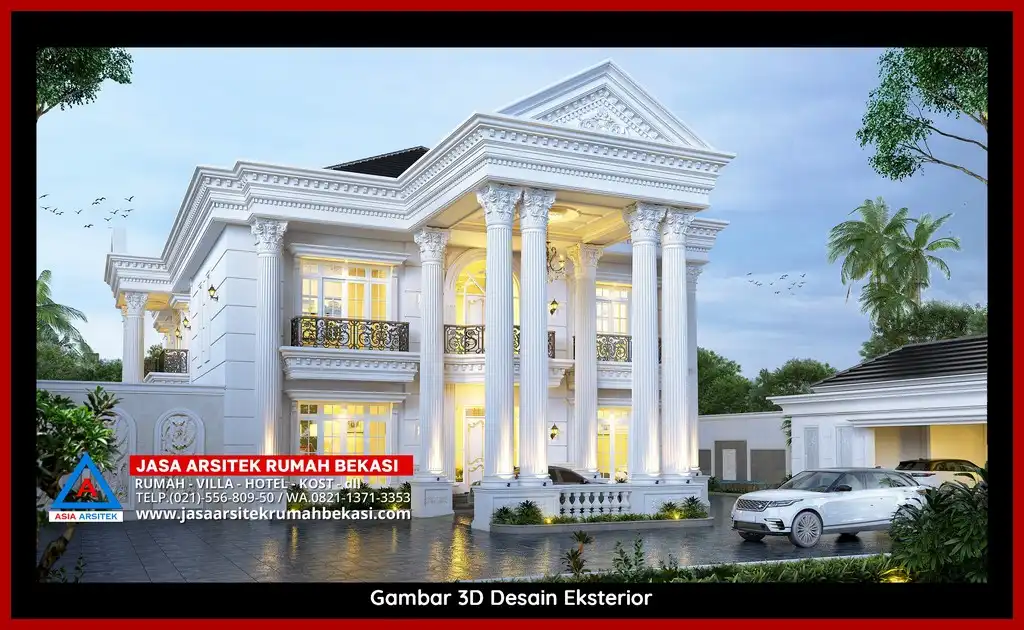 Jasa Desain Rumah 3D fasad Mewah Gratis di Jatiluhur Bekasi Terbaik megah dan elegan