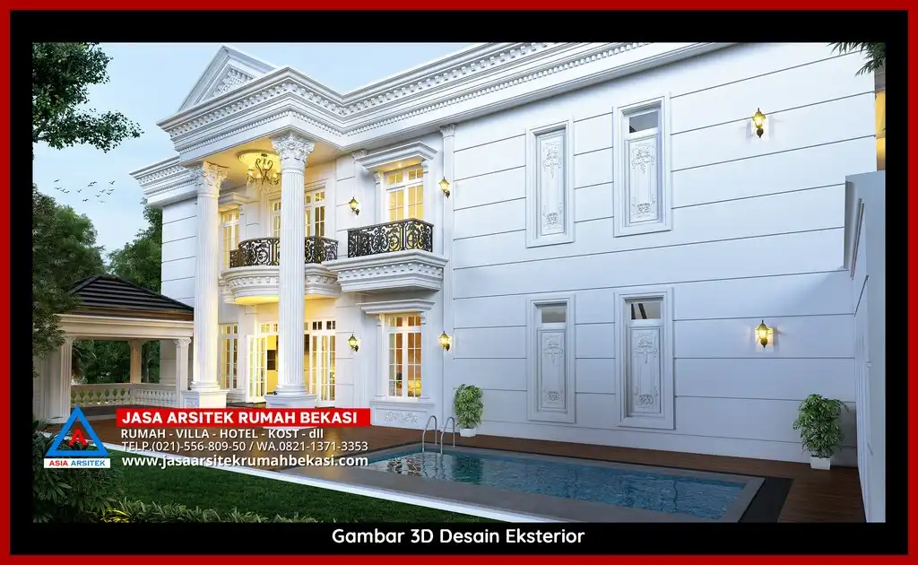 Jasa Desain Rumah 3D fasad Mewah Gratis di Jatiluhur Bekasi Terbaik megah dan elegan