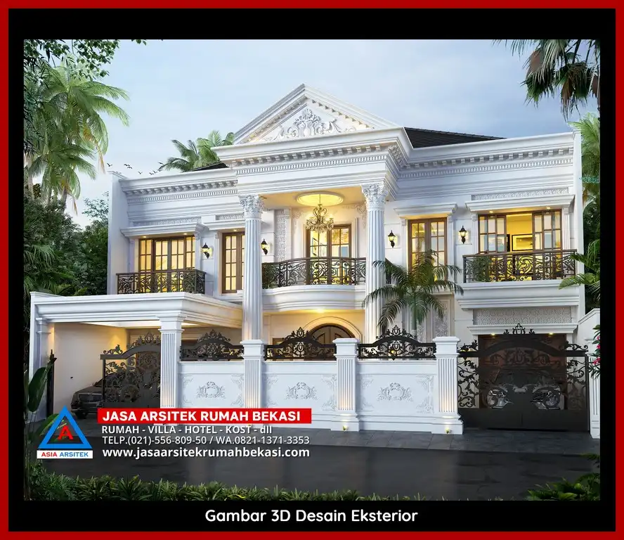 Jasa Desain Rumah 3D fasad Mewah Gratis di Jatimakmur Bekasi Terbaik megah dan elegan
