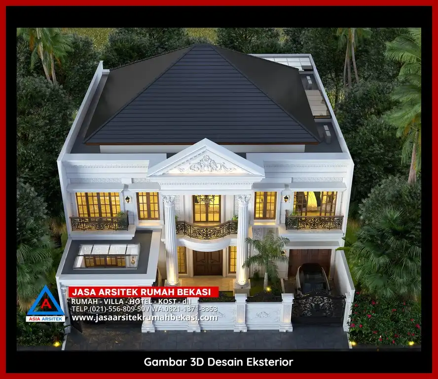 Jasa Desain Rumah 3D fasad Mewah Gratis di Jatimakmur Bekasi Terbaik megah dan elegan