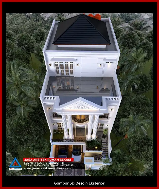 Jasa Desain Rumah 3D fasad Mewah Gratis di Jatimelati Bekasi Terbaik megah dan elegan