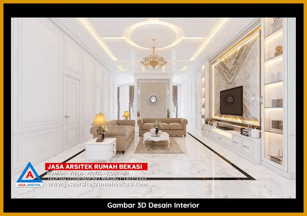 Jasa Arsitek Rumah 3D fasad rumah klasik mewah Gratis Di Bekasi Terbaik dengan pilar megah dan detail elegan