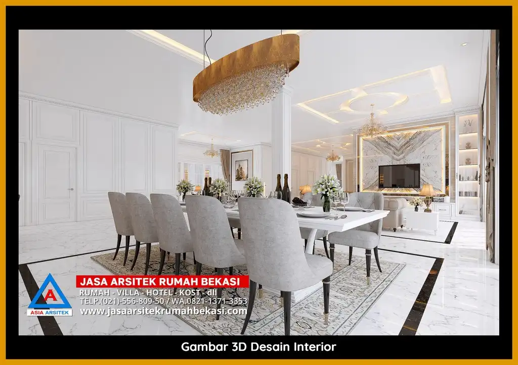 Jasa Arsitek Rumah 3D fasad rumah klasik mewah Gratis Di Bekasi Terbaik dengan pilar megah dan detail elegan