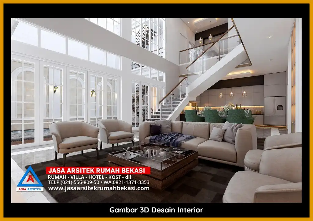 Jasa Desain Rumah 3D fasad rumah klasik mewah Gratis di Jaka Sampurna Bekasi dengan pilar megah dan detail elegan