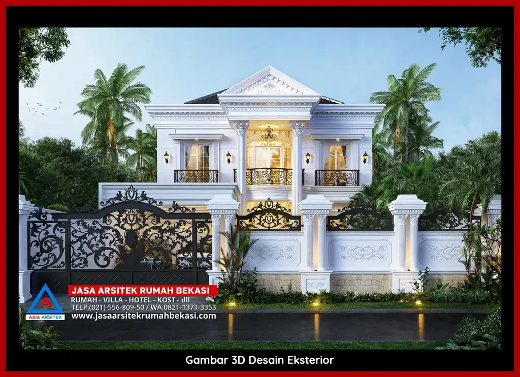 Jasa Desain Rumah 3D fasad Mewah Gratis di Cikarang Bekasi Terbaik megah dan elegan