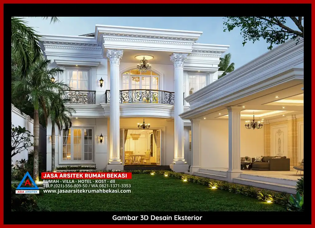 Jasa Desain Rumah 3D fasad Mewah Gratis di Cikarang Bekasi Terbaik megah dan elegan