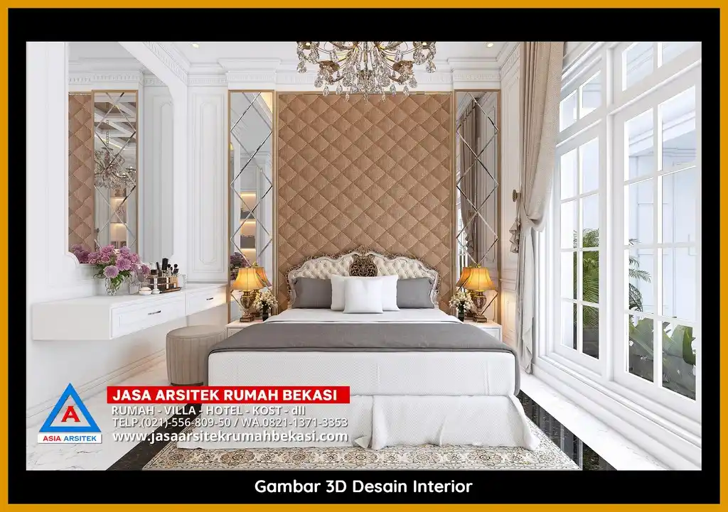 Visualisasi 3D Jasa Desain Gambar Arsitek Rumah Profesional di Bekasi bergaya mewah dengan ornamen mewah dan elegan