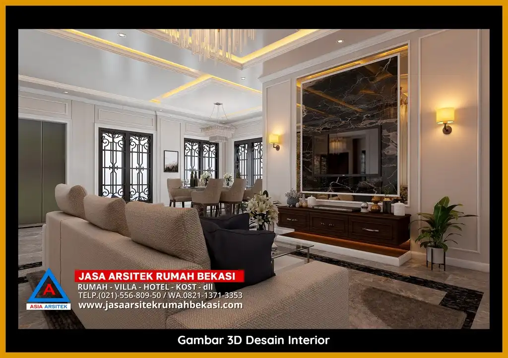 Jasa Gambar Rumah 3D fasad rumah Tropis mewah Gratis di Bekasi Selatan Terbaik dengan pilar megah dan detail elegan