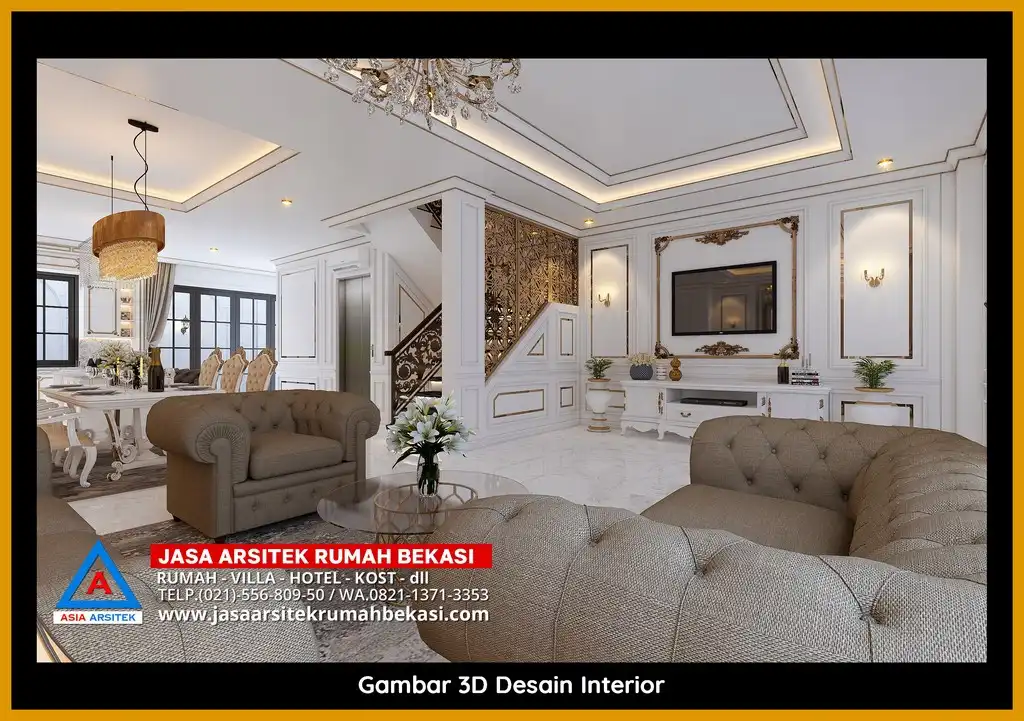 Rekomendasi Revisi Desain Rumah Tanpa Biaya Tambahan Bekasi Desain rumah klasik mewah dengan arsitektur elegan, pilar megah, dan detail artistik yang menawan, memberikan tampilan mewah dan eksklusif.