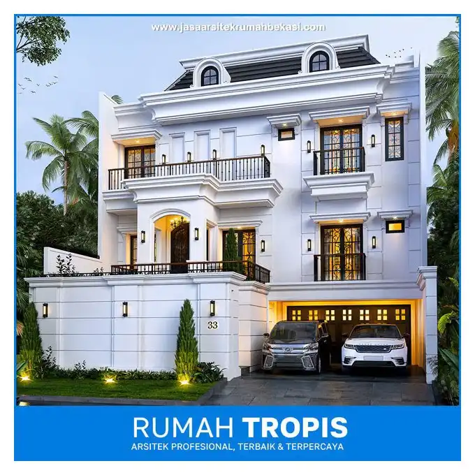 Informasi Desain Arsitek 3D fasad rumah klasik, tropis, minimalis, villa, hotel, klinik, masjid, tempat ibadah mewah di Bekasi