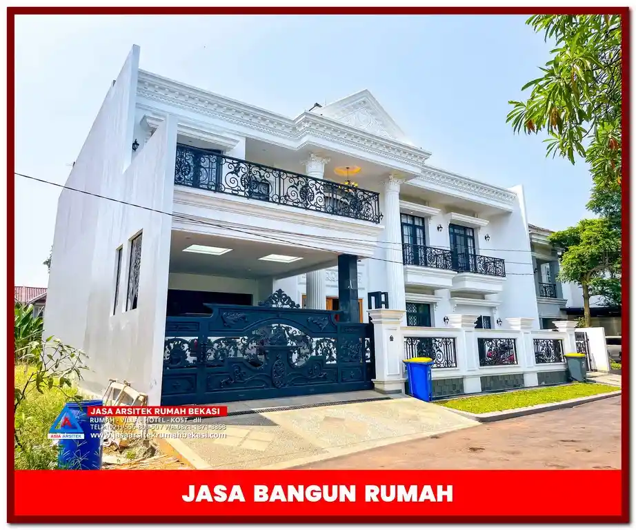 Jasa bangun rumah klasik mewah di Bekasi – Kontraktor berpengalaman dengan desain elegan, material premium, dan hasil berkualitas tinggi untuk hunian impian Anda!