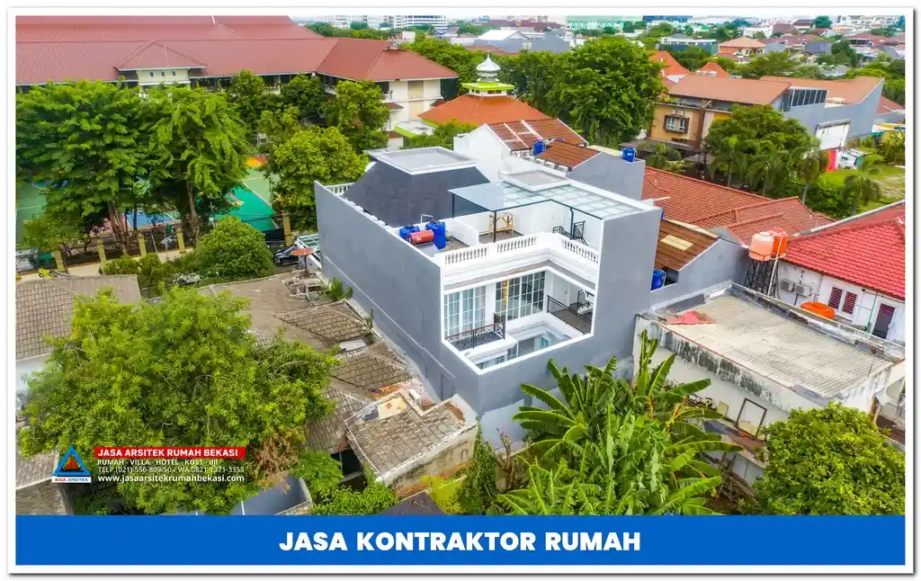 Kontraktor rumah konsep open space – Desain rumah luas dan terang dengan tata ruang terbuka, memaksimalkan pencahayaan alami dan sirkulasi udara.