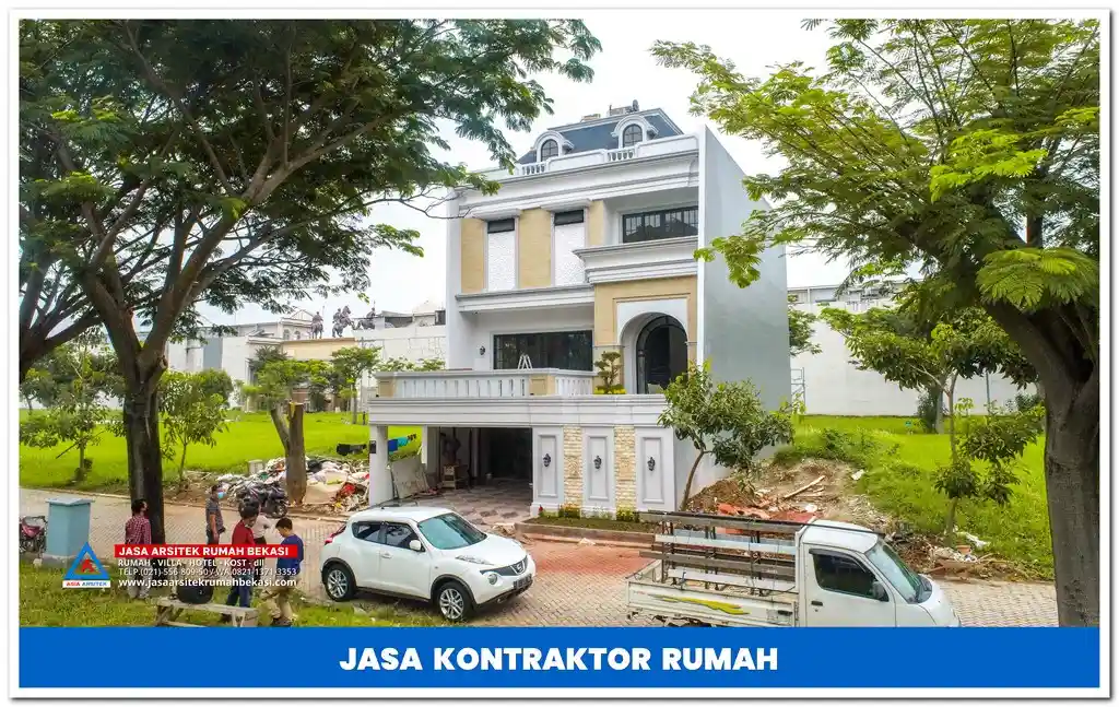 Kontraktor rumah mewah murah Bekasi – Jasa pembangunan rumah mewah dengan biaya terjangkau, desain eksklusif, dan hasil berkualitas di Bekasi.