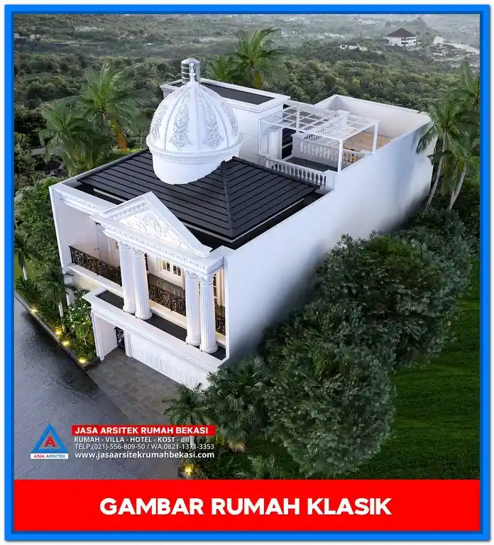 Desain Rumah Klasik Dengan Kubah dan Pilar Mewah – Inspirasi desain rumah klasik megah dengan kubah indah dan pilar besar yang mempertegas kesan mewah dan berkelas.