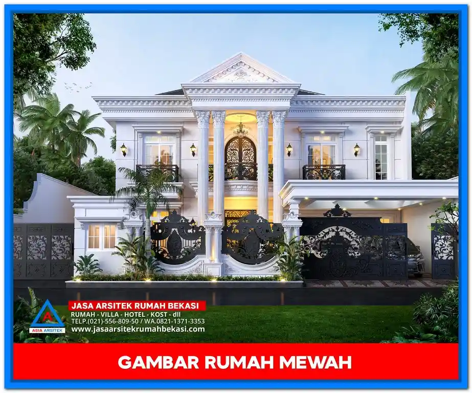 Gambar Rumah Mewah 2 Lantai Terbaru 2025 – Desain fasad elegan dengan nuansa modern yang menawan.