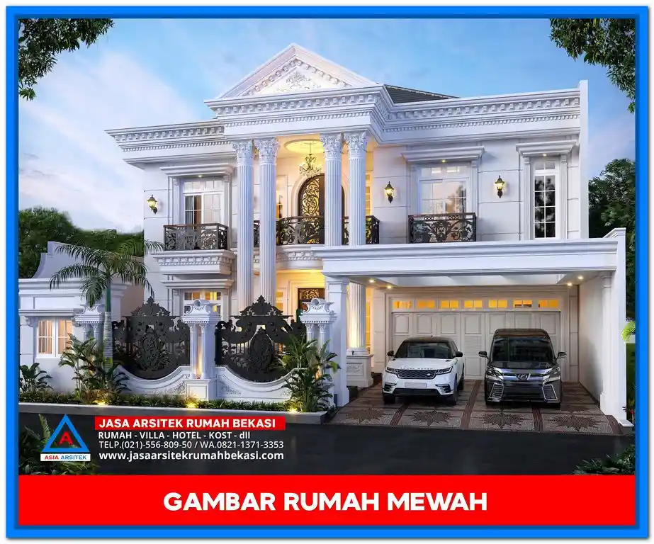 Gambar Rumah Mewah 2 Lantai Terbaru 2025 – Desain fasad elegan dengan nuansa modern yang menawan.