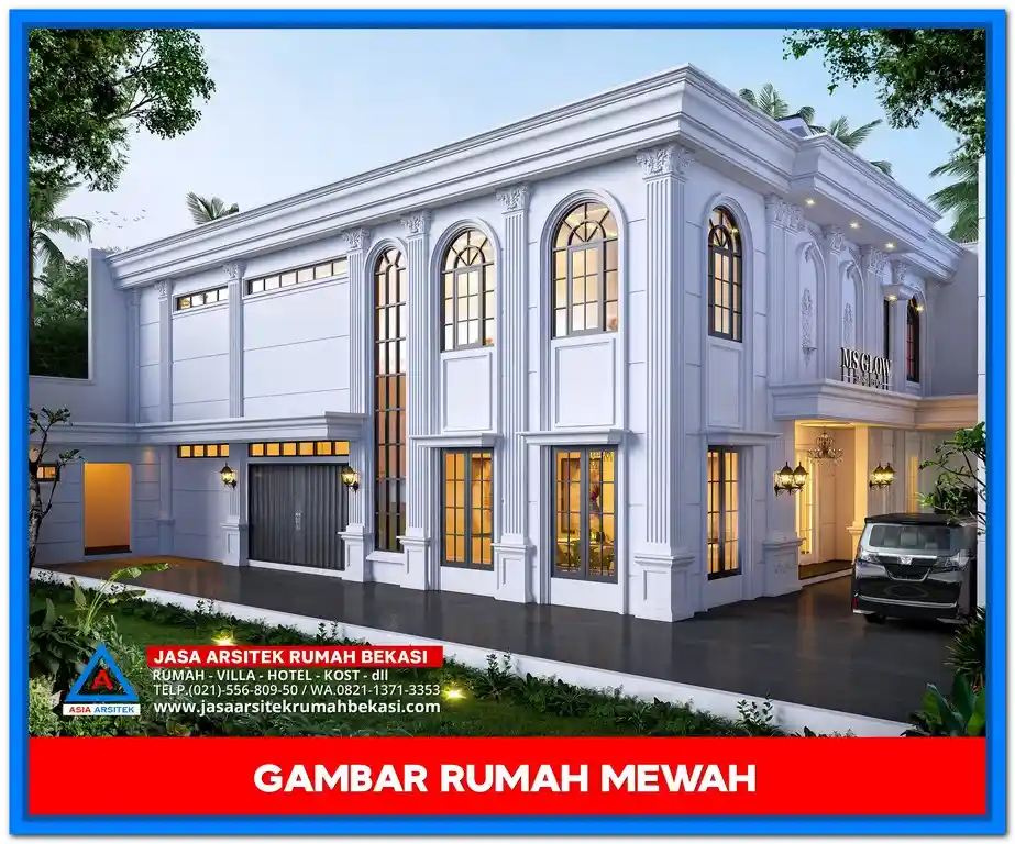 Gambar Rumah Mewah 2 Lantai Terbaru 2025 – Desain fasad elegan dengan nuansa modern yang menawan.