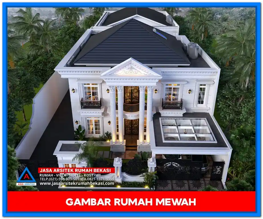 Gambar Rumah Mewah 2 Lantai Terbaru 2025 – Desain fasad elegan dengan nuansa modern yang menawan.