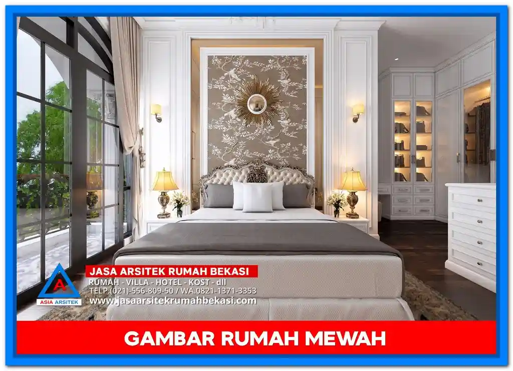 Gambar Rumah Mewah 3 Lantai Full Marmer – Desain fasad rumah tiga lantai yang dilapisi marmer elegan, memperkuat kesan mewah dan berkelas di setiap sudut bangunan