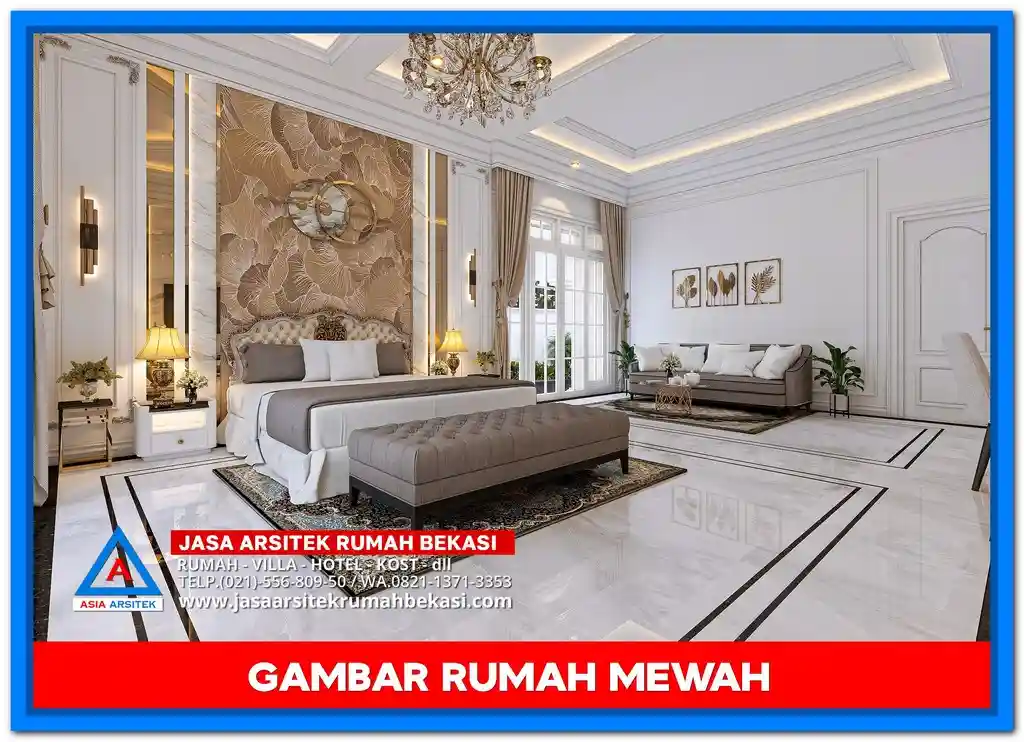 Gambar Rumah Mewah Dengan Ukuran 25x26 – Desain rumah megah di lahan lebar, dengan fasad elegan, bukaan besar, dan tata ruang luas yang menonjolkan kemewahan