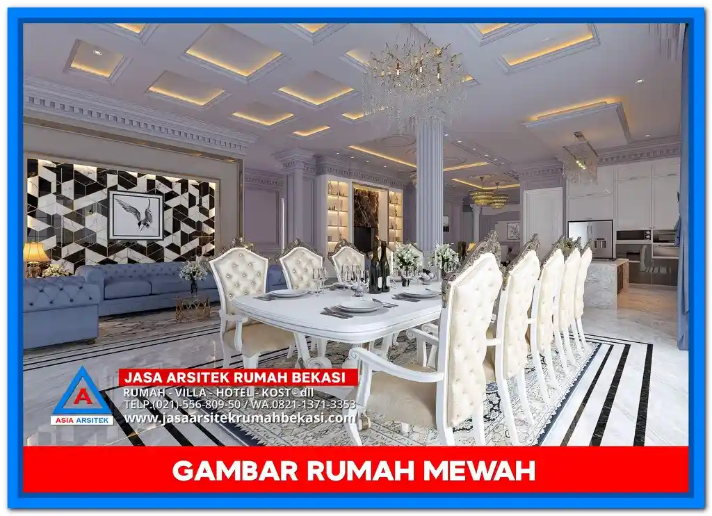 Gambar Rumah Mewah Gaya Klasik Eropa – Fasad rumah dua lantai bergaya Eropa klasik dengan pilar megah, balkon elegan, dan detail arsitektur simetris yang memancarkan kemewahan arsitektur tradisional Eropa.