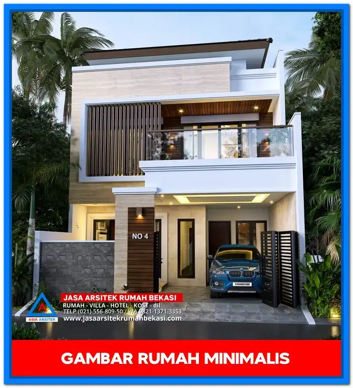 Gambar Rumah Minimalis 2 Lantai – Desain rumah dua lantai bergaya minimalis modern dengan tampilan bersih, bukaan lebar, dan layout ruang yang efisien untuk kebutuhan keluarga