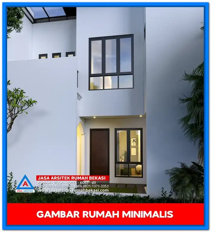 Gambar Rumah Minimalis 2 Lantai – Desain rumah dua lantai bergaya minimalis modern dengan tampilan bersih, bukaan lebar, dan layout ruang yang efisien untuk kebutuhan keluarga