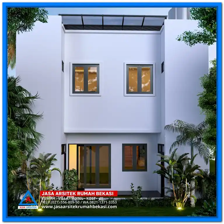 Gambar Rumah Minimalis 2 Lantai Terbaru 3 Kamar – Desain rumah dua lantai dengan 3 kamar tidur, fasad simpel dan stylish, serta pencahayaan alami yang optimal