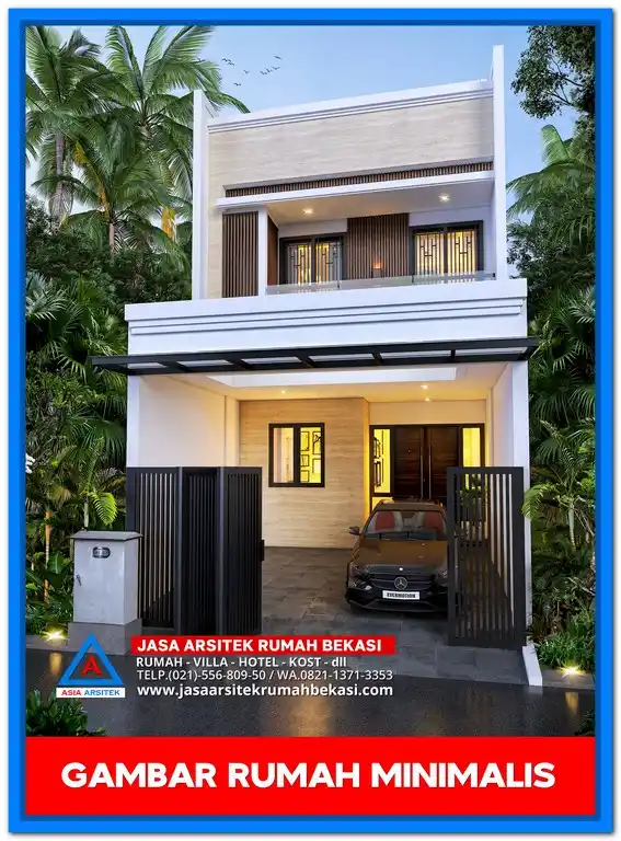 Gambar Rumah Minimalis 3 Lantai Terbaru – Desain fasad rumah tiga lantai bergaya minimalis modern dengan tampilan elegan, jendela besar, dan pemanfaatan ruang vertikal secara maksimal