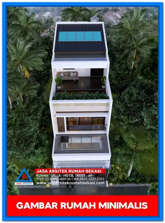 Gambar Rumah Minimalis 3 Lantai Terbaru – Desain fasad rumah tiga lantai bergaya minimalis modern dengan tampilan elegan, jendela besar, dan pemanfaatan ruang vertikal secara maksimal