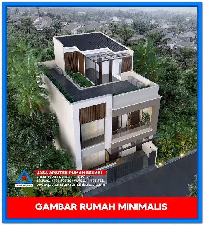Gambar Rumah Minimalis 3 Lantai Terbaru di Lahan Kecil Tapi Nyaman – Desain fasad simpel dan vertikal dengan pencahayaan alami, cocok untuk lahan sempit namun tetap nyaman dihuni.