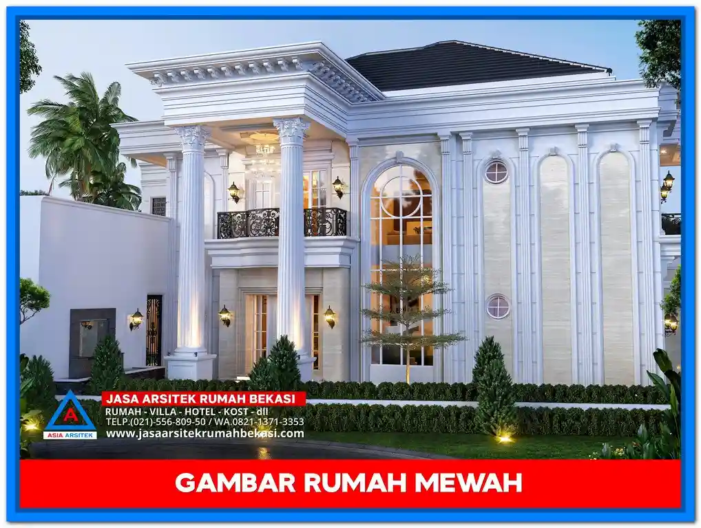 Inspirasi Gambar Rumah Mewah Klasik Modern Terbaru 2025 Ternyaman – Desain rumah dua lantai bergaya klasik modern dengan fasad simetris, pilar megah, atap tinggi, serta jendela besar yang memancarkan kesan mewah dan nyaman.