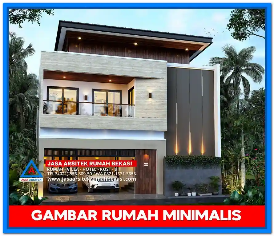 Model Rumah Minimalis 2 Lantai – Desain rumah dua lantai bergaya minimalis dengan balkon simpel, jendela besar, dan kombinasi warna netral yang elegan.