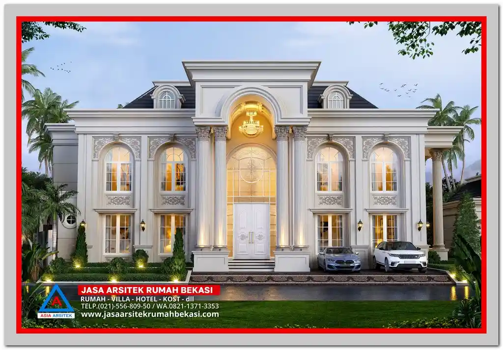 5 Inspirasi Desain Rumah Klasik Terbaik 2025 – Pilihan desain rumah klasik dengan pilar mewah, fasad elegan, dan detail arsitektur khas gaya Eropa