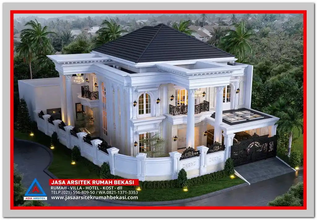 5 Inspirasi Desain Rumah Klasik Terbaik 2025 – Pilihan desain rumah klasik dengan pilar mewah, fasad elegan, dan detail arsitektur khas gaya Eropa